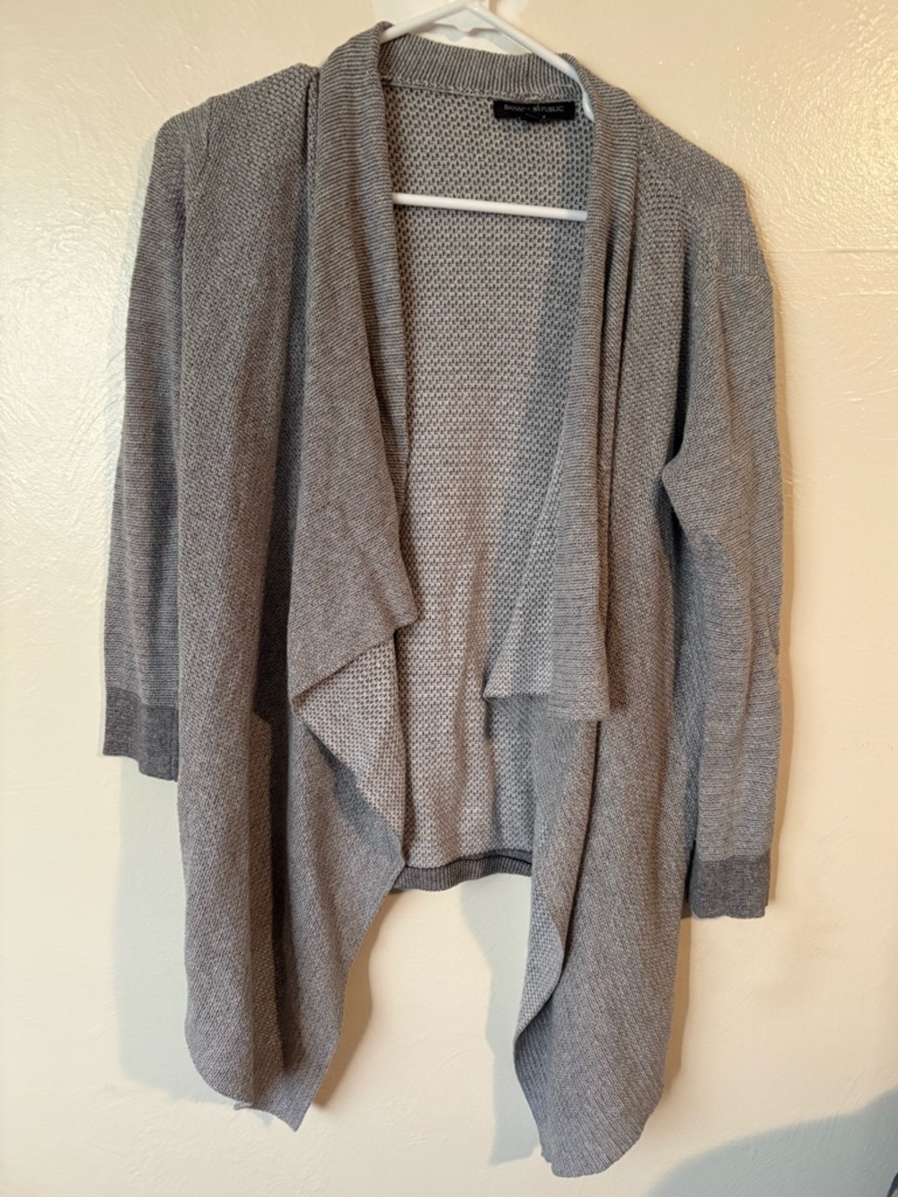 Banana Republic Light Gray Draped Open-Front Cardigan
